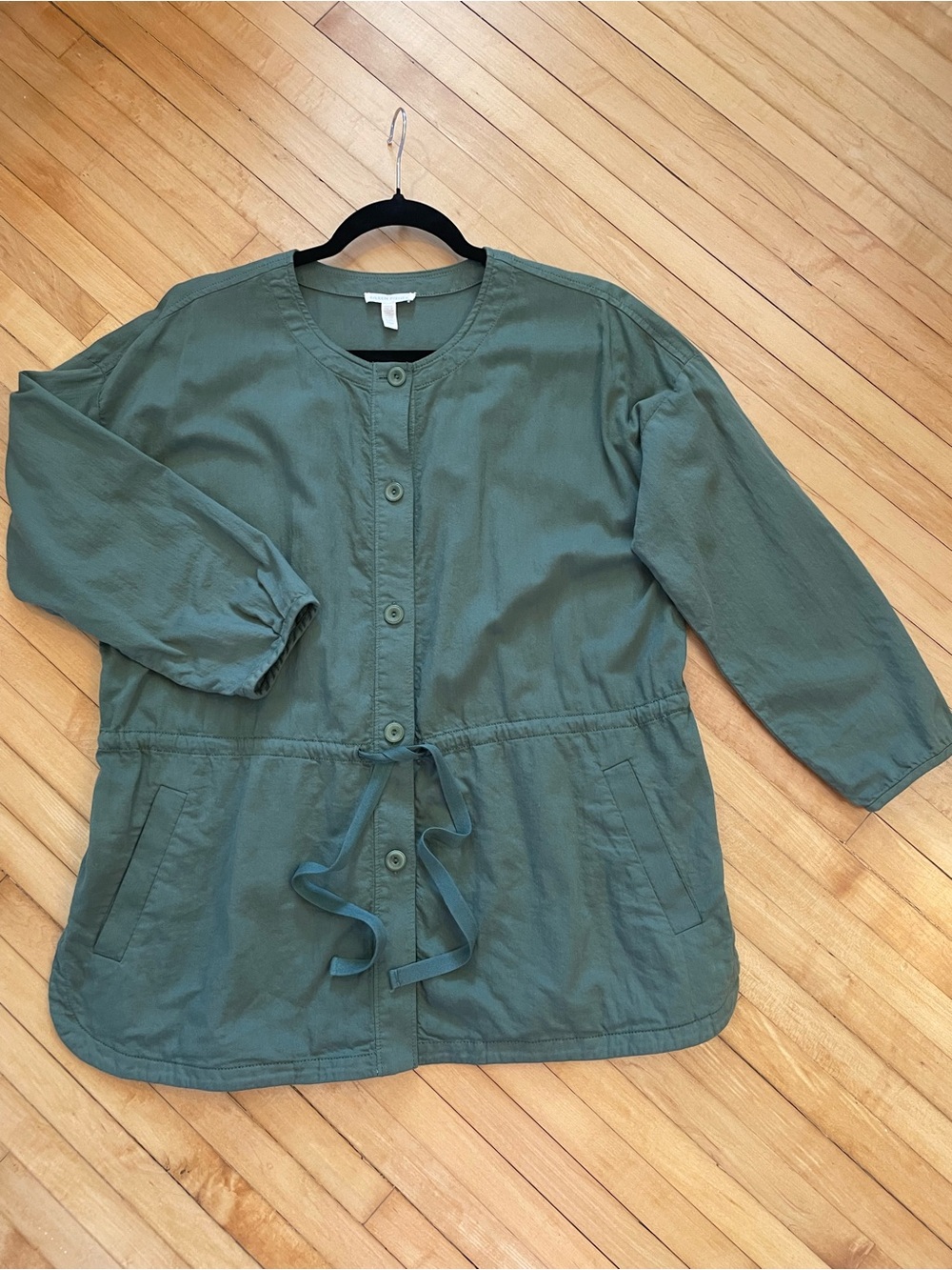 EILEEN FISHER Organic Cotton Twill Nori Jacket Shirt Button Front Lagenlook